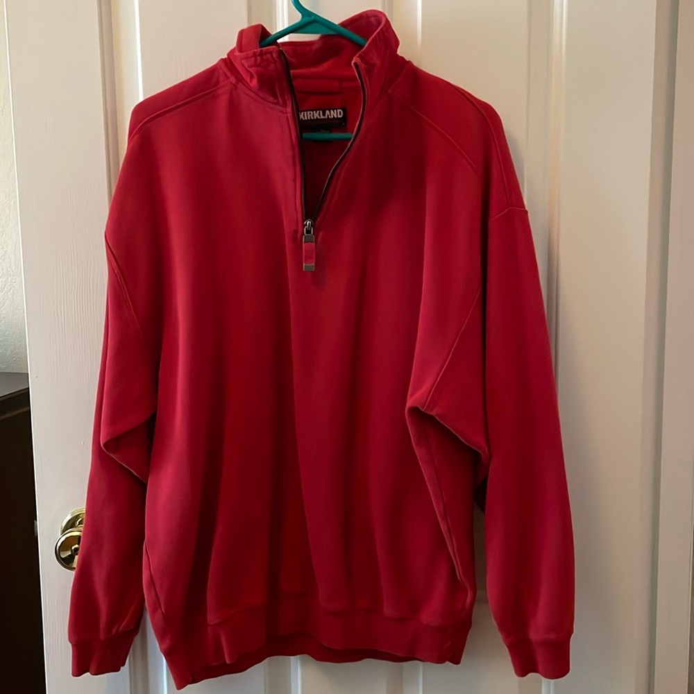 Kirkland Signature Large 1/4 zip sweater. Very nice condition. Deep red.